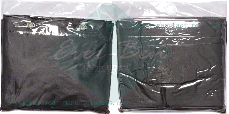 Black Vinyl packable rain poncho bag supplier